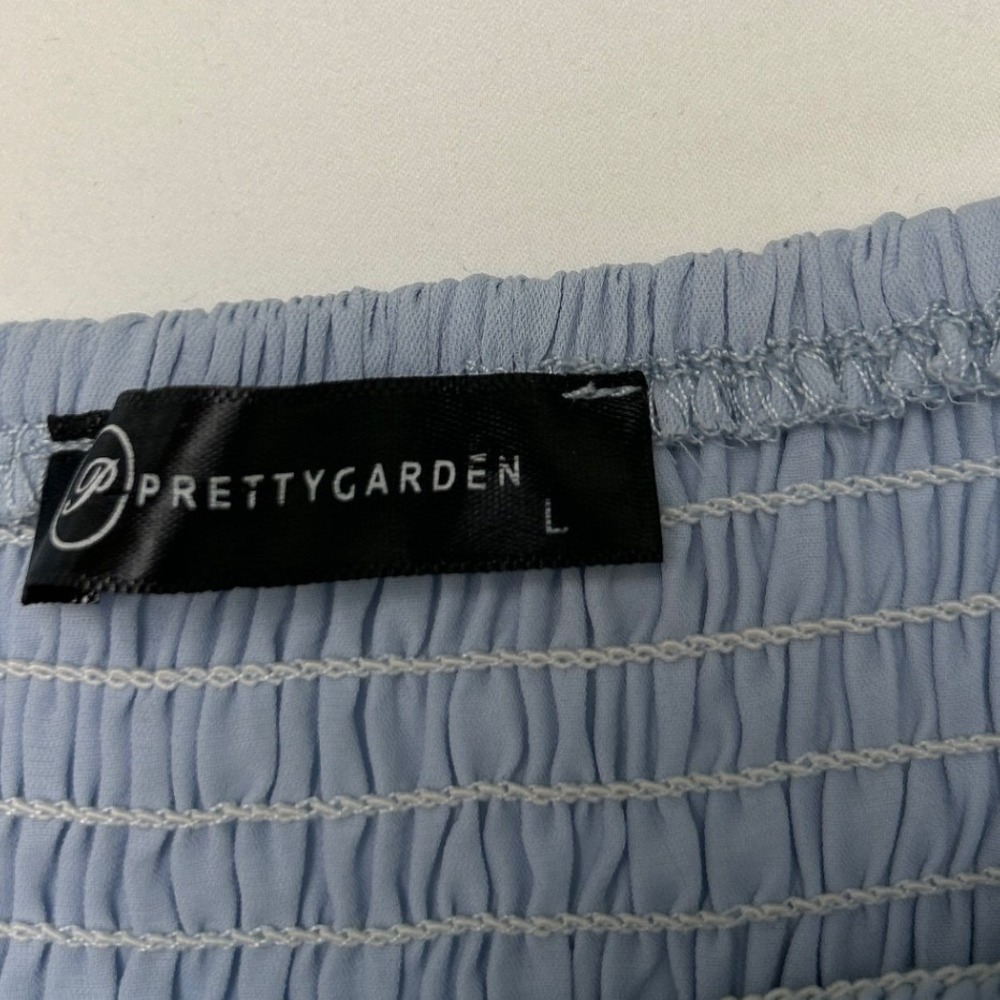 PrettyGarden Womens Smocked Flutter Sleeve Ruffle Midi Dress Size L Light Blue - Picture 6 of 11